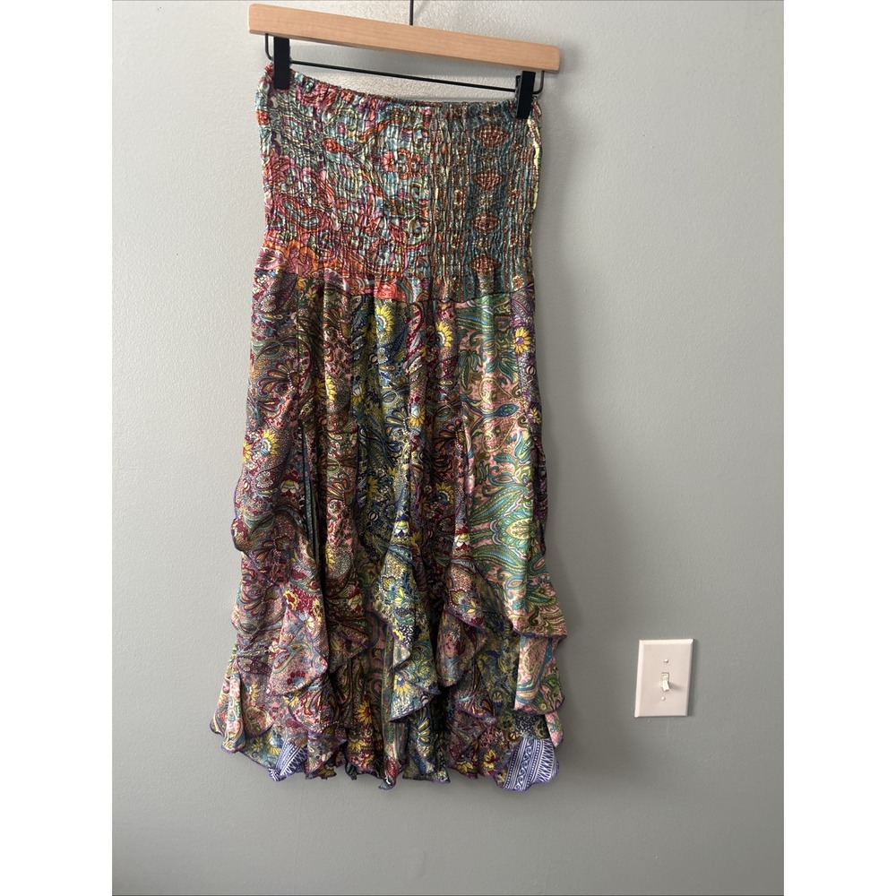 India Boutique Patchwork Handkerchief Midi Skirt Or Dress OS Boho Gypsy Hippie